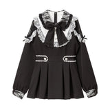 袖レース切替ヨークフリルチュニックorワンピース