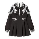 袖レース切替ヨークフリルチュニックorワンピース