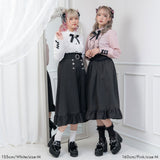 ハイネックカフスレースアップブラウス