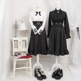 ハイネックカフスレースアップブラウス