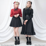 ハイネックカフスレースアップブラウス