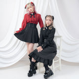 ハイネックカフスレースアップブラウス