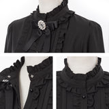 ハイネックカフスレースアップブラウス