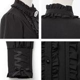 ハイネックカフスレースアップブラウス