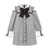 フリルたっぷりオフショルシャツワンピース