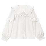 丸襟セーラーショルダーフリルブラウス
