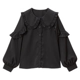 丸襟セーラーショルダーフリルブラウス