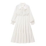 ボウタイティアードロングワンピース