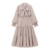 ボウタイティアードロングワンピース