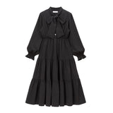 ボウタイティアードロングワンピース