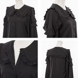 丸襟セーラーショルダーフリルブラウス