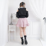 【メール便】レース重ねオフショルフリルブラウス