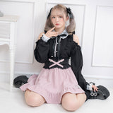 【メール便】レース重ねオフショルフリルブラウス