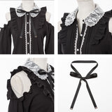 【メール便】レース重ねオフショルフリルブラウス