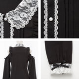 【メール便】レース重ねオフショルフリルブラウス