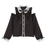 【メール便】レース重ねオフショルフリルブラウス