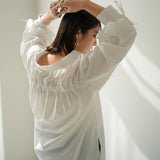 バックギャザードロストスリーブシャツ