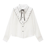 【メール便】上品大人フリルシャツブラウス