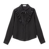 【メール便】上品大人フリルシャツブラウス