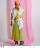 【メール便】配色メローシアーロングワンピース