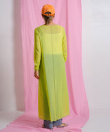 【メール便】配色メローシアーロングワンピース