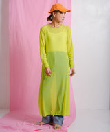 【メール便】配色メローシアーロングワンピース