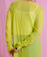 【メール便】配色メローシアーロングワンピース