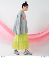 【メール便】配色メローシアーロングワンピース