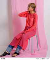 【メール便】配色メローシアーロングワンピース