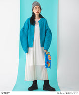 【メール便】配色メローシアーロングワンピース