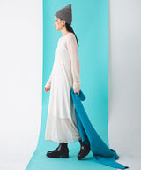 【メール便】配色メローシアーロングワンピース