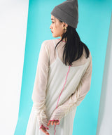 【メール便】配色メローシアーロングワンピース