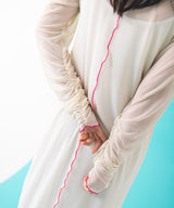 【メール便】配色メローシアーロングワンピース