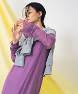 【メール便】配色メローシアーロングワンピース