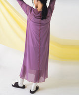 【メール便】配色メローシアーロングワンピース