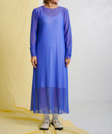 【メール便】配色メローシアーロングワンピース