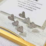 ビジューハート3連ピアス