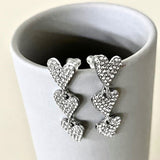 ビジューハート3連ピアス