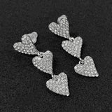 ビジューハート3連ピアス