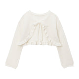 フロントリボン透かしニットボレロ