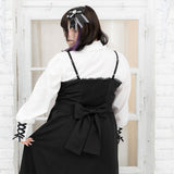 ハイネックカフスレースアップブラウス