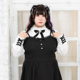 ハイネックカフスレースアップブラウス