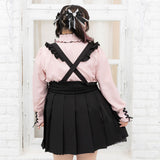 ハイネックカフスレースアップブラウス