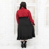 ハイネックカフスレースアップブラウス