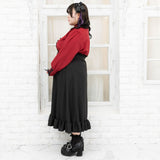 ハイネックカフスレースアップブラウス