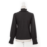 ハイネックカフスレースアップブラウス