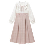 丸襟フリルリボンワンピース【ニット】