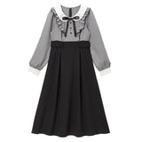 丸襟フリルリボンワンピース【ニット】