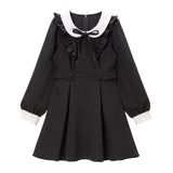 丸襟フリルリボンワンピース【ニット】