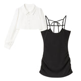 シャツレイヤードワンピース